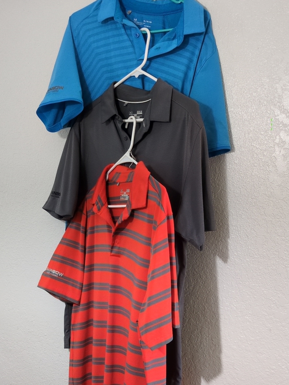 Men's Heat Gear Polo Shirt - Red Striped Performance Polo